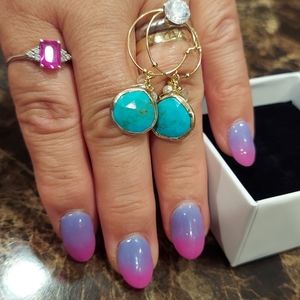 FINALPRICE 🔥1/20-14KTyellow EarringsGoldBlue💙 turquoise stone